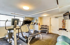 Stay fit on the go with a fully equipped gym featuring treadmills, ellipticals, and free weights.