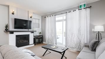 Smart TV, fireplace, video games, books