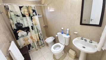 Ducha, bidet, toallas, jabón