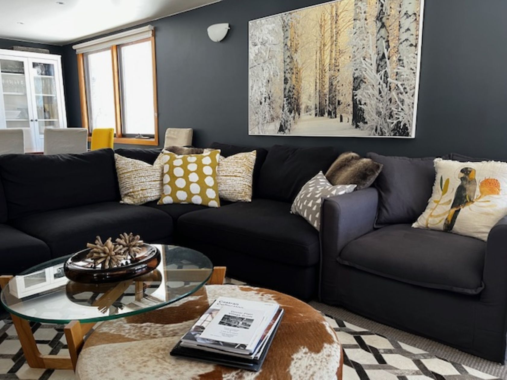 Smart TV, fireplace, video games, DVD player