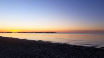 Beach nearby, sun loungers
