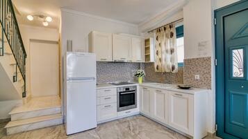 Fridge, oven, stovetop, cookware/dishes/utensils