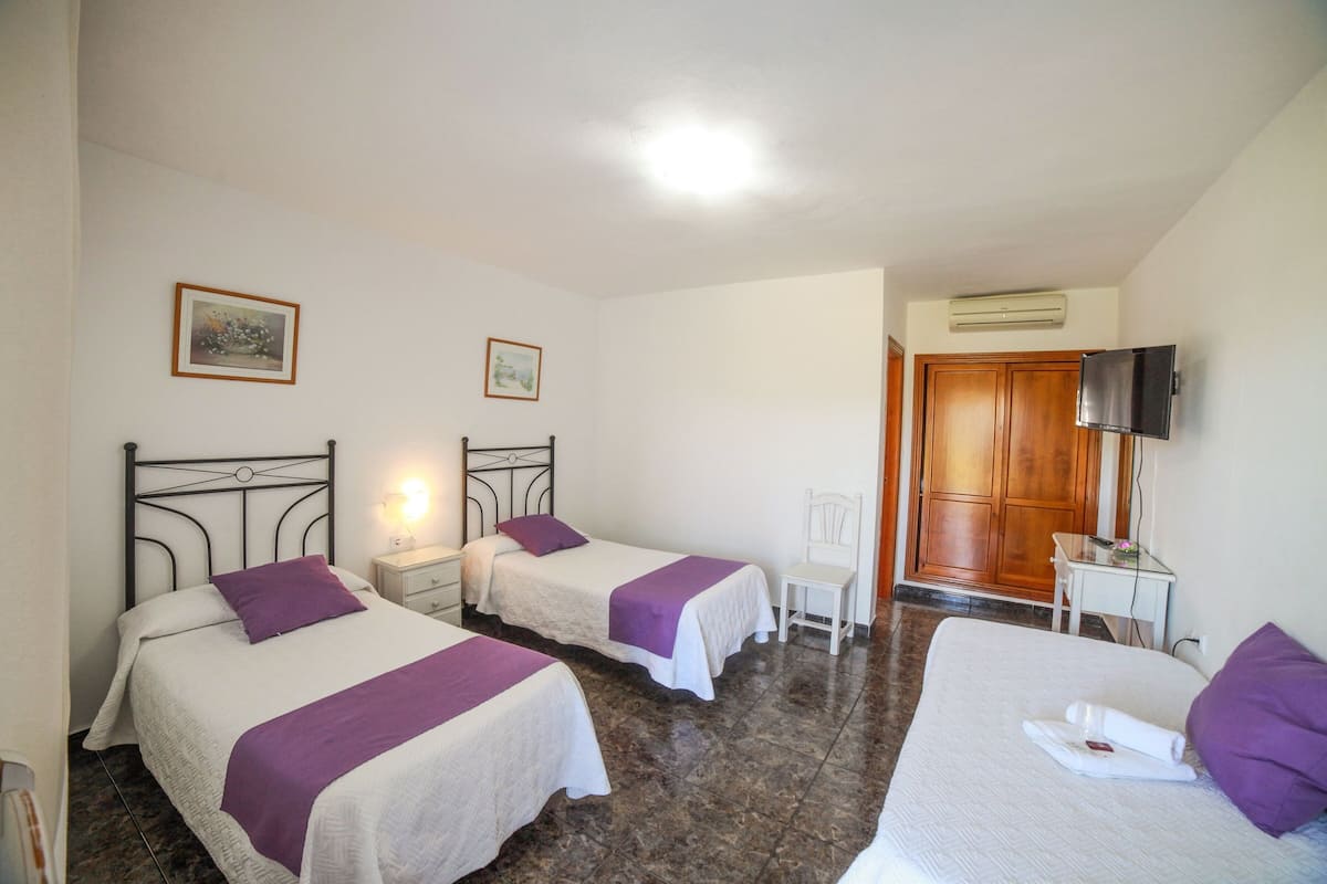 Habitación triple, 3 camas individuales, terraza | Minibar, wifi gratis, ropa de cama