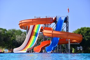 Piscina stagionale all'aperto, ombrelloni da piscina, lettini