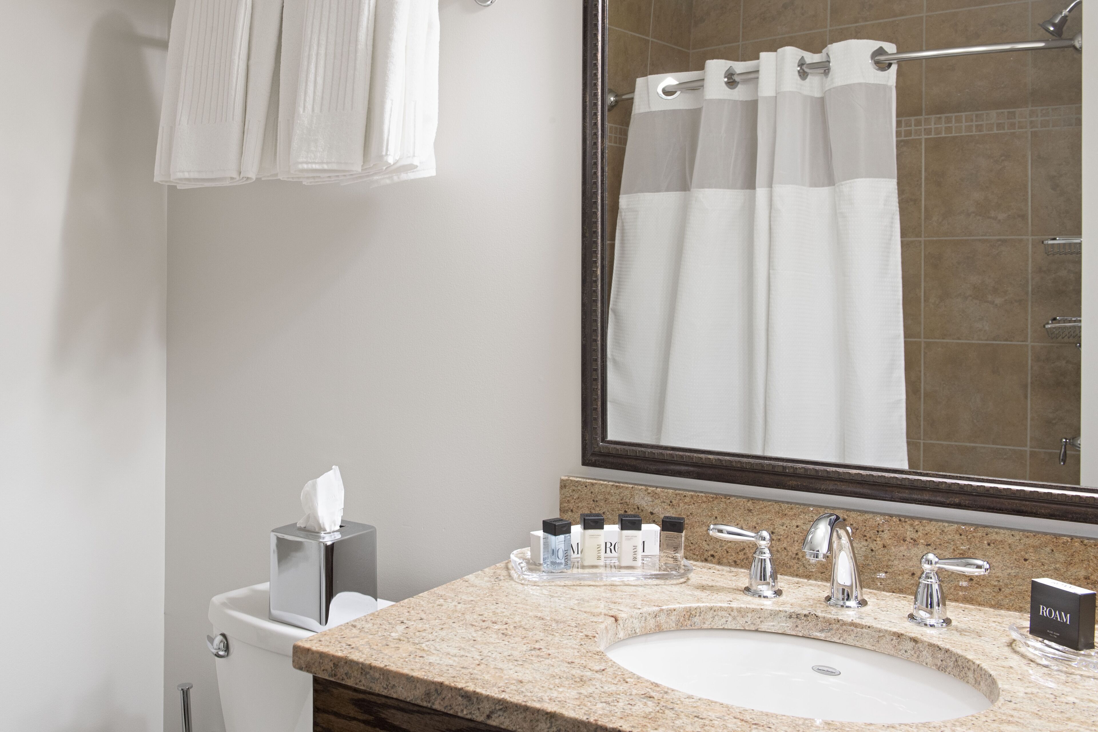 deluxe room, 1 king bed | bathroom | shower, hair dryer, bathrobes, towels