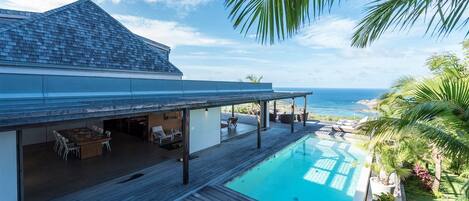 An infinity pool, a heated pool