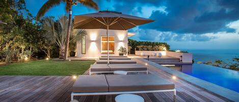 An infinity pool, a heated pool