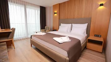 In-room safe, desk, laptop workspace, soundproofing