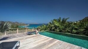 An infinity pool, a heated pool