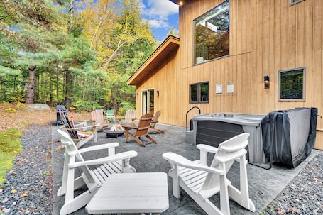 Terrace/patio. Green Mountain Chalet w/ Hot Tub, Sauna, Treehouse on 4 acres
