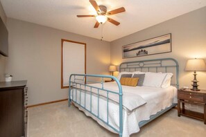 5 bedrooms, memory foam beds, iron/ironing board, WiFi
