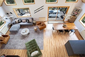 TV, fireplace - Cozy Cabin Retreat | Hot Tub, Firepit, Sleeps 12 (Alma)