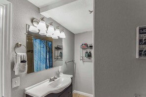 Bathtub, hair dryer, towels - Dog Friendly and Family Sized Home (Denver)
