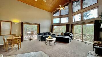 Smart TV, fireplace, DVD player