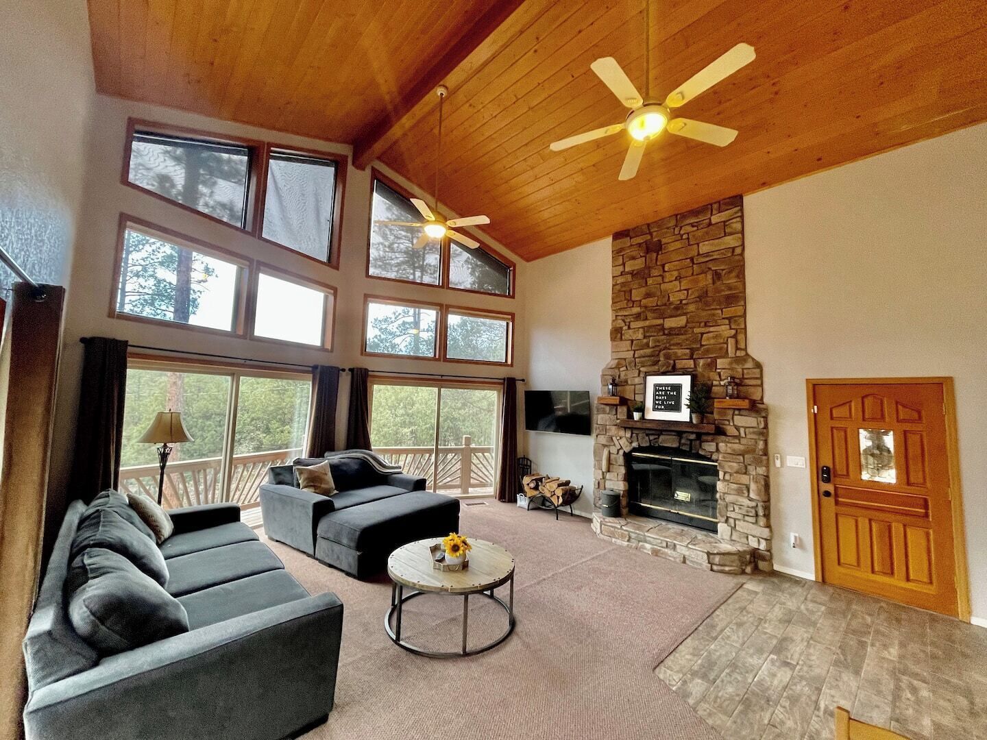 Smart TV, fireplace, DVD player