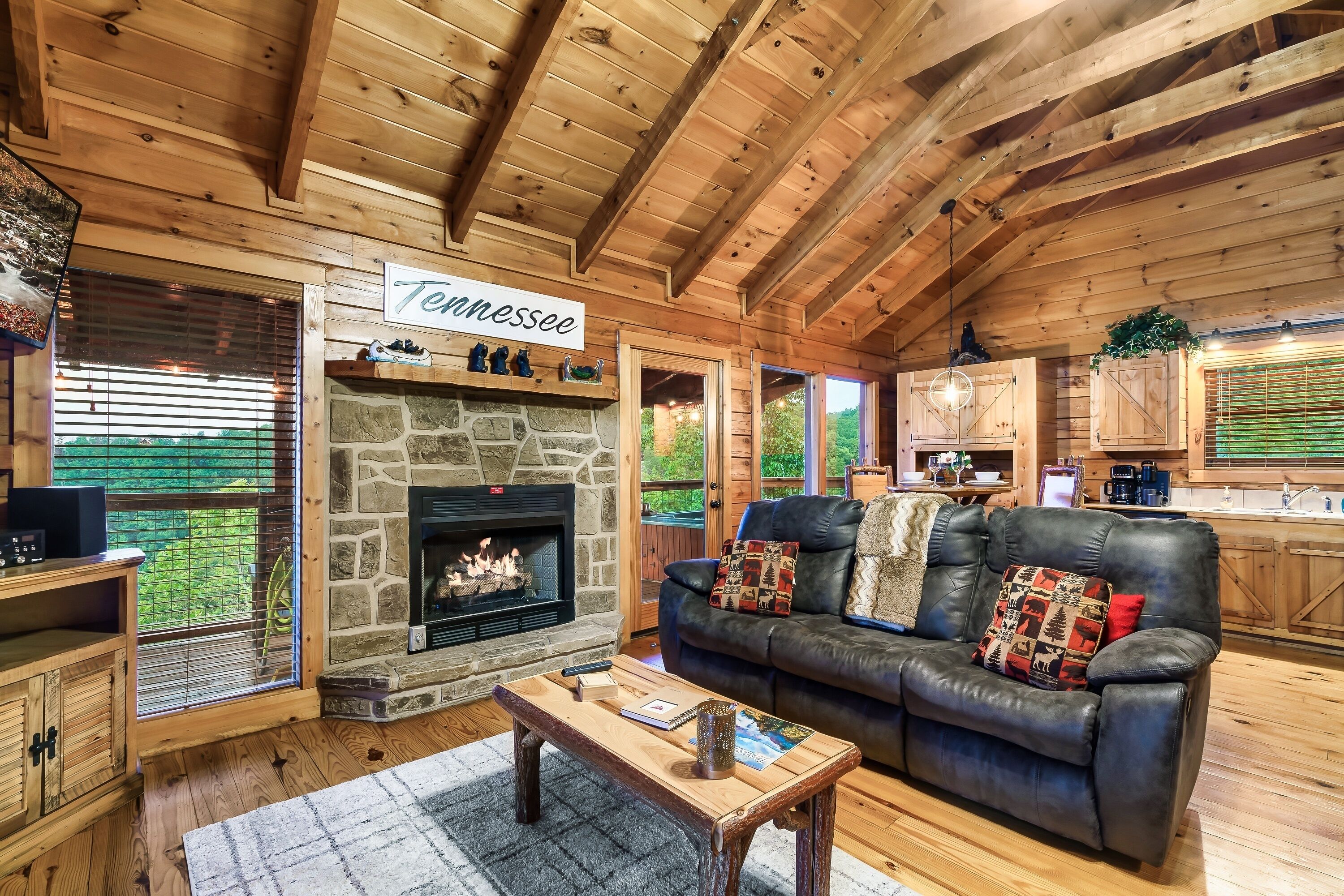 Enjoy a relaxing couples' retreat at Knotty Nest Cabin