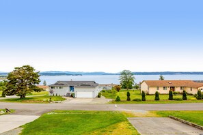 Exterior - Updated Water View Gem with Deck, BBQ/Outdoor Dining, Hot Tub, Fireplace, & WiFi (Oak Harbor)