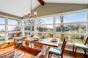 Dining - Updated Water View Gem with Deck, BBQ/Outdoor Dining, Hot Tub, Fireplace, & WiFi (Oak Harbor)