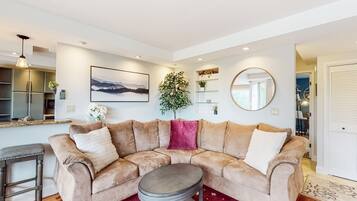 Télévision, cheminée, baby-foot, table de tennis de table