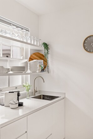 Two Bedroom Apartment | Private kitchen | Full-size fridge, microwave, oven, stovetop