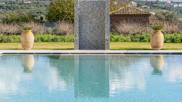 Outdoor pool, pool umbrellas
