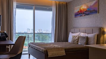 In-room safe, desk, laptop workspace, iron/ironing board