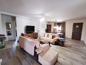 TV, lettore DVD, tavolo da ping pong, impianto stereo