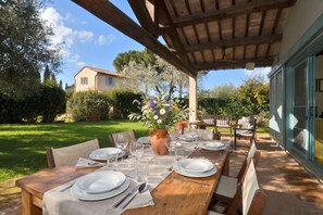 Family House, Multiple Bedrooms, 2 Bathrooms, Mountainside (Chalet Vignarola) | Outdoor dining - Chalet Vignarola (Orbetello)