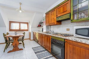 Fridge, microwave, oven, toaster