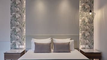Een minibar, gratis wifi, beddengoed