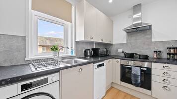 Fridge, microwave, oven, toaster