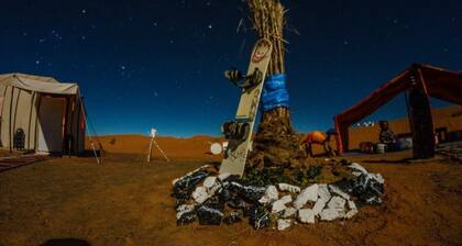 Merzouga luxury desert camp, in Erg Chebbi dunes (offers camel ride)