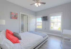 1 bedroom, memory-foam beds, desk, iron/ironing board