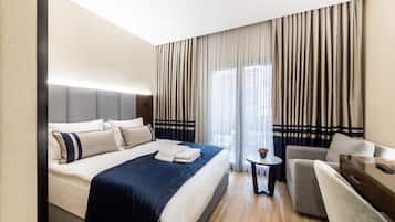 Minibar, desk, laptop workspace, soundproofing