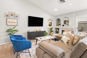 TV, fireplace, offices