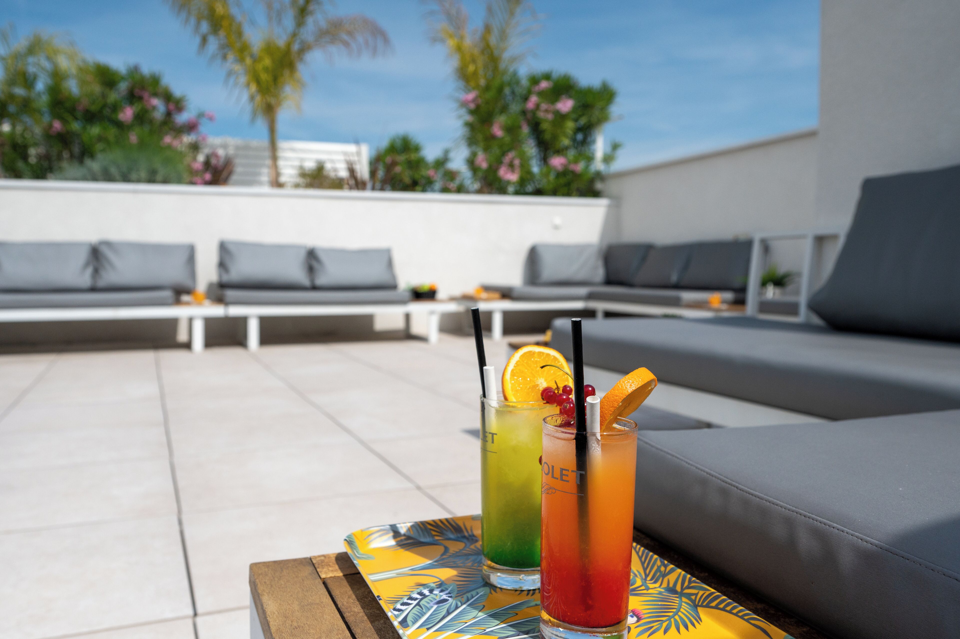 indoor pool, seasonal outdoor pool, pool loungers