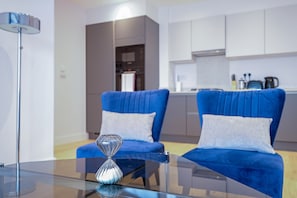 Deluxe Apartment | Living area | 23-inch Smart TV with digital channels, TV, Netflix - Belmore 1 & 2 Bedroom Luxury Apartment (Stanmore)