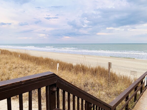 Plage, chaises longues