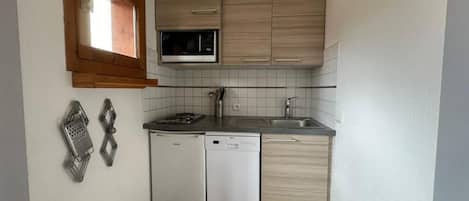 Fridge, microwave, dishwasher