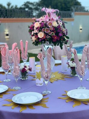 Outdoor banquet area