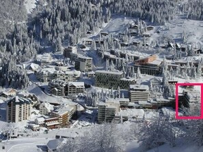 Aerial view - 50m from ski slopes, 2nd floor, view ski slopes, balcony, tv, 35m², Gourette (Eaux-Bonnes)