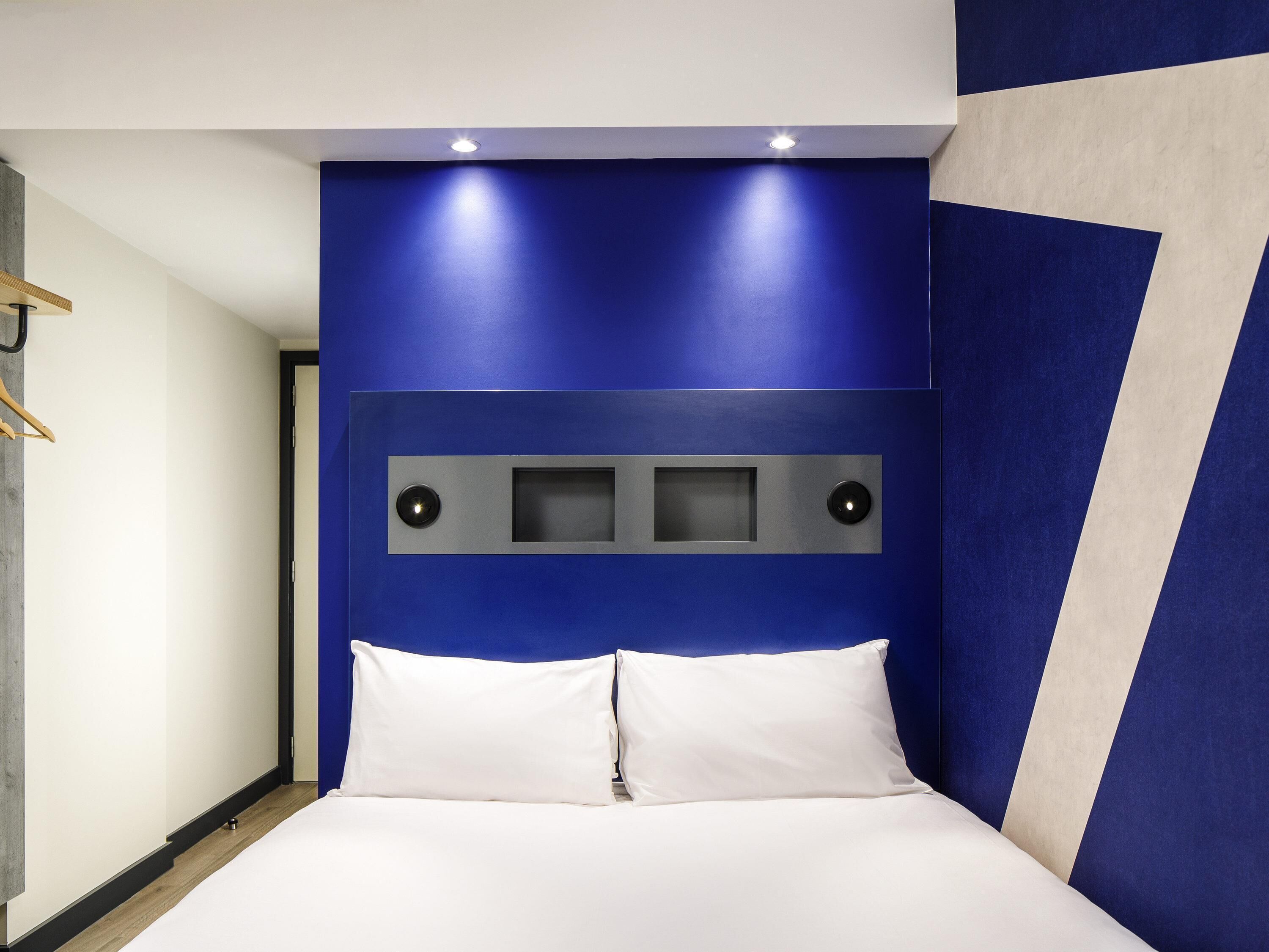 Hypo-allergenic bedding, memory foam beds, desk, laptop workspace