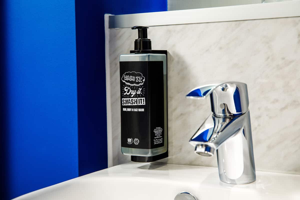 Shower, eco-friendly toiletries, hair dryer, towels