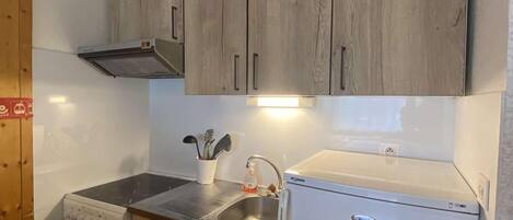 Fridge, microwave, oven, coffee/tea maker