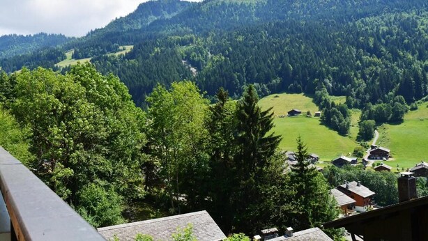 A mountainous landscape with a village nestled in a valley. - Ground floor, balcony, tv, 44m², Le Grand Bornand (Le Grand-Bornand)