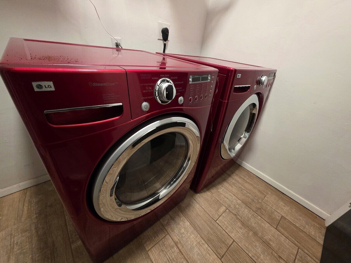 In-home washer and dryer for guest use.