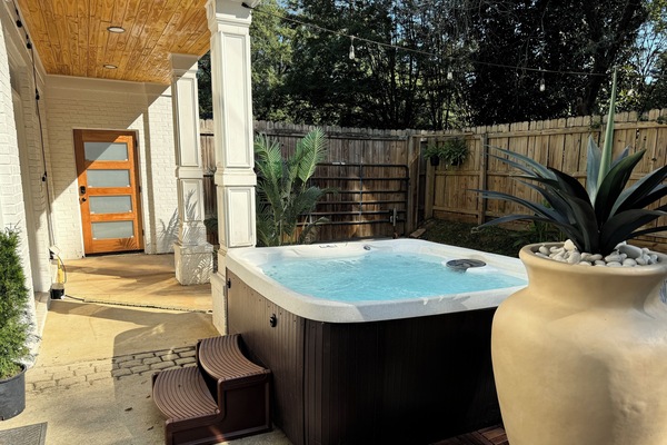 Indulge in ultimate relaxation in our private hot tub oasis! Seats 7, Enjoy 365!