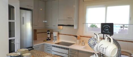 Fridge, microwave, oven, dishwasher