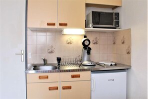 Fridge, microwave, oven, coffee/tea maker - 100m from resort center, 6th floor, view street, balcony, tv, ski locker, 20m², Risoul (Risoul)