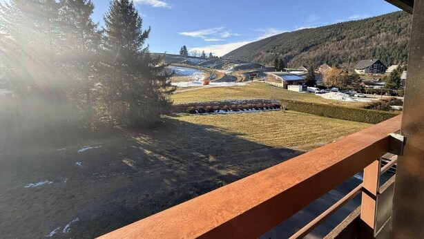 A view from a balcony overlooking a rural landscape with a clear sky, a large tree, and a distant house. - 2nd floor, balcony, tv, 27m², Villard de Lans (Villard-de-Lans)